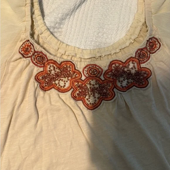 Deletta (Anthropologie) Cream Blouse with Red Embroidery - Picture 5 of 9